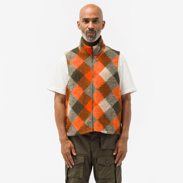 Engineered Garments - High Mock Knit Vest in Orange/Olive