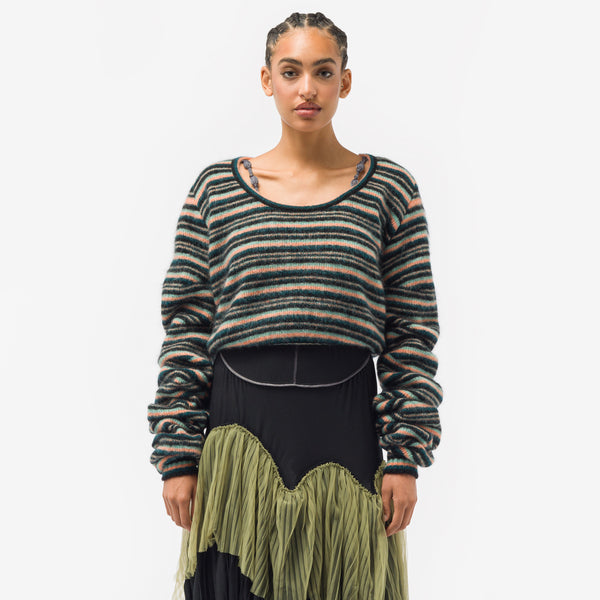 Striped Curl Jumper in Moss