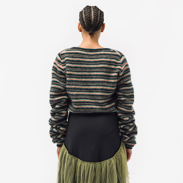 Striped Curl Jumper in Moss