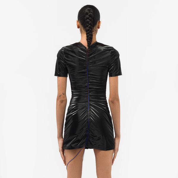 ZARA Black Faux Leather Short Patent Dress New Size Medium