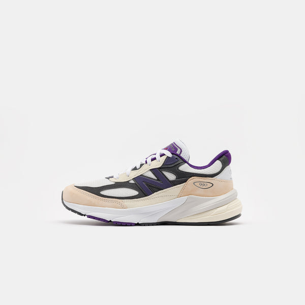 MADE in USA 990 V6 Sneaker in White/Black Plum/Phantom - New Balance