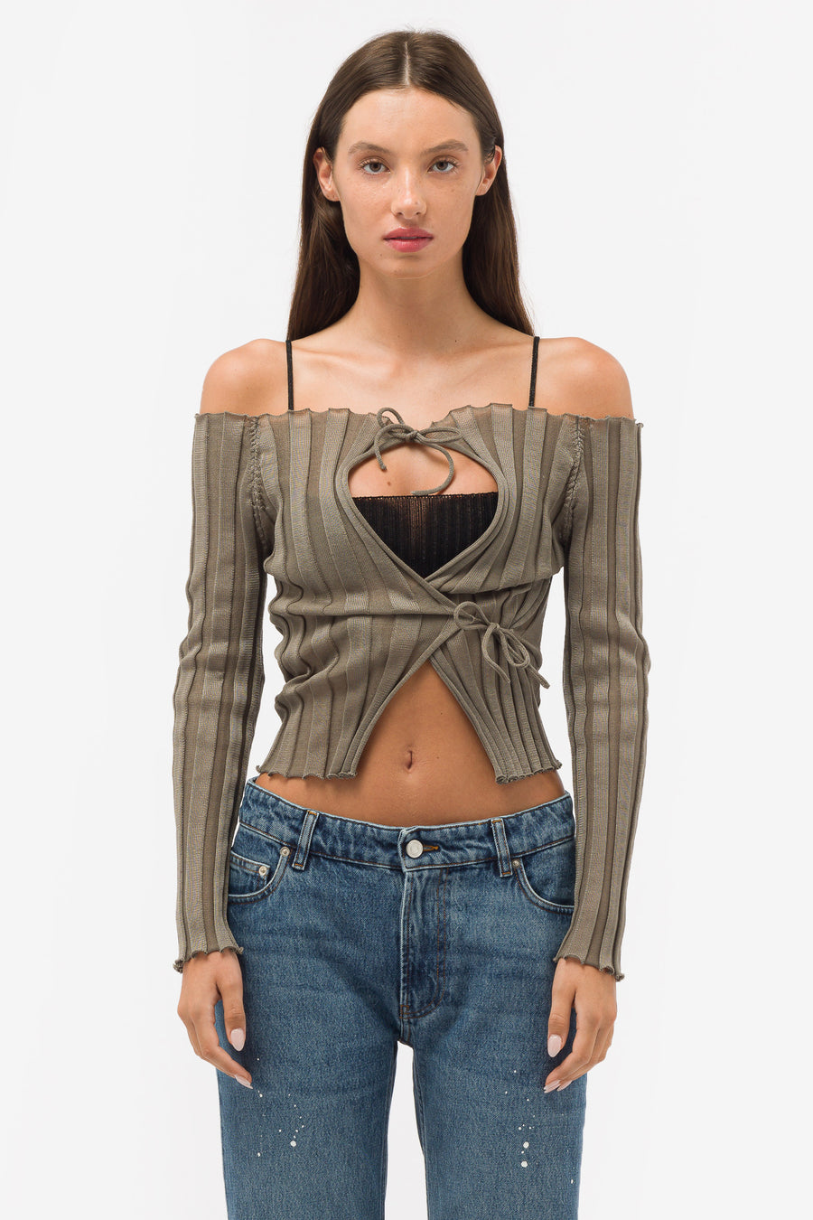 Corinne Knit Crop Cardigan Set in Rust | Size Medium | Polyester/Spandex | American Threads
