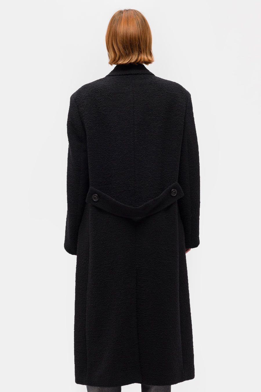 Ojama Wool Blend Bouclé Coat in Black