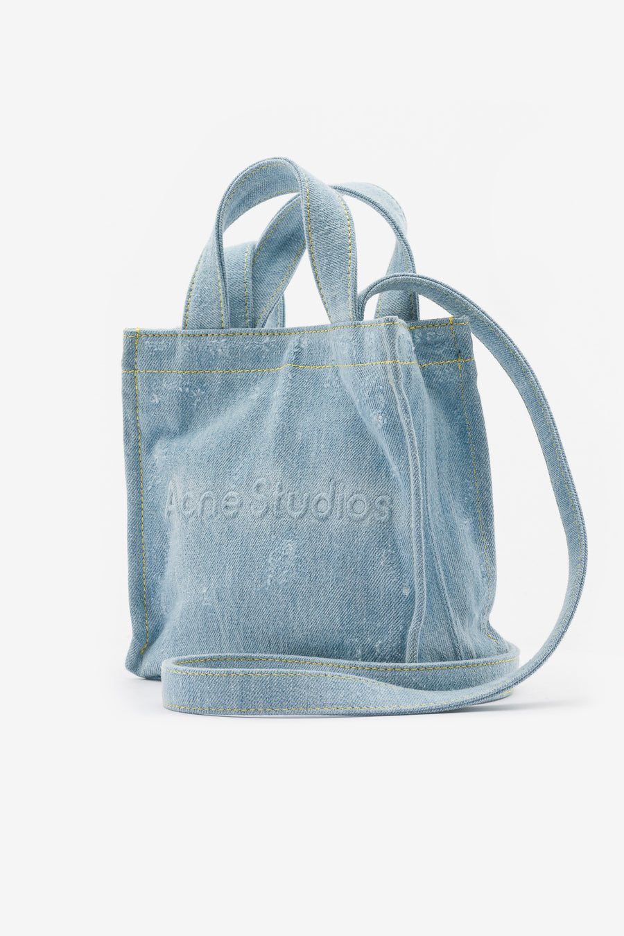 Mini Logo Embossed Tote Bag in Black - Acne Studios