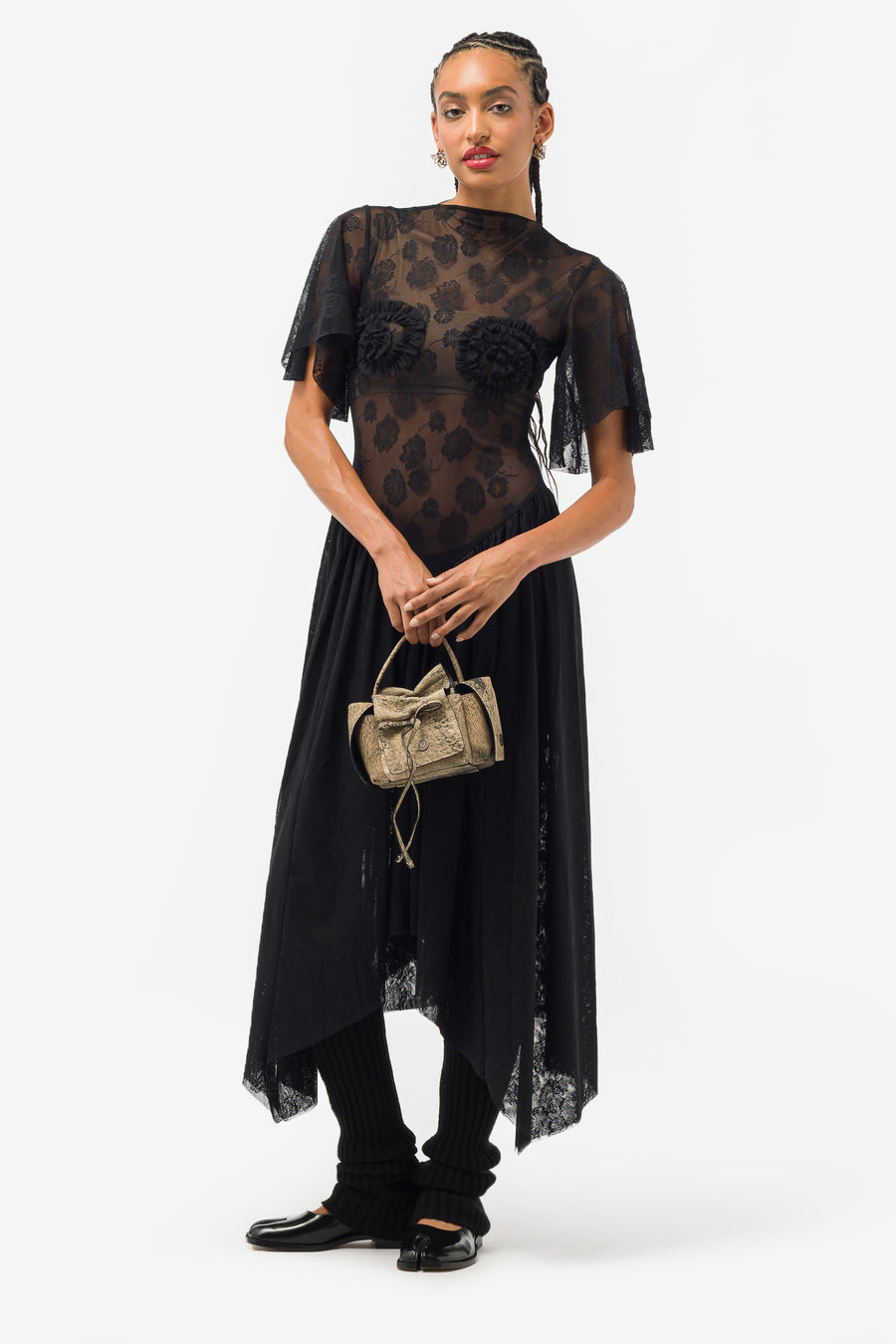 Anne Isabella - Women's Long Lace Dress in Black