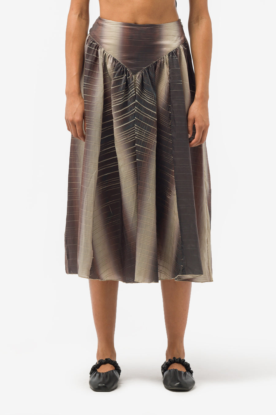 Anne Isabella - Women's Pleated Gather Skirt in Fade Print