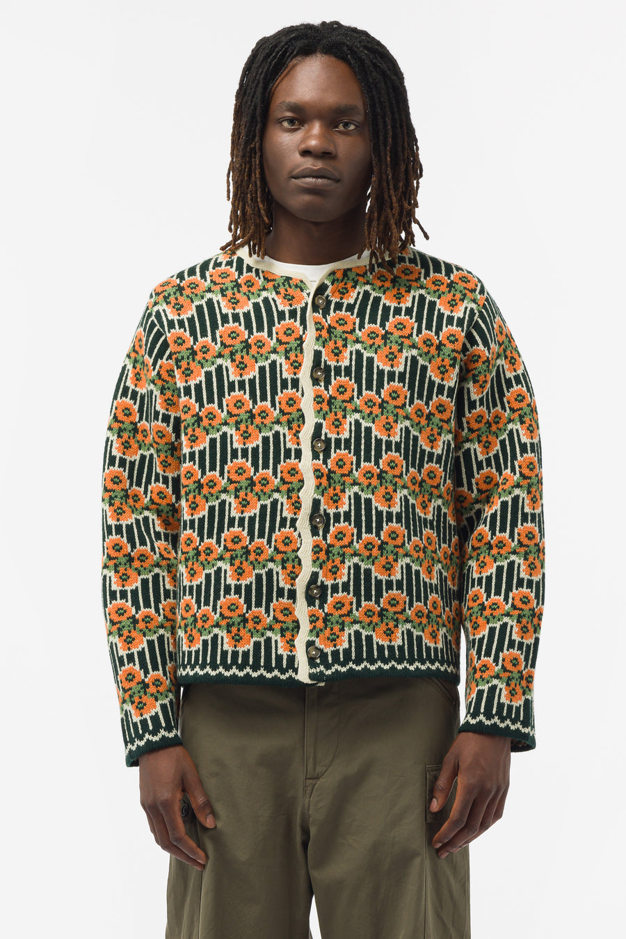 Bode - Men's Garden Cardigan in Green Multi