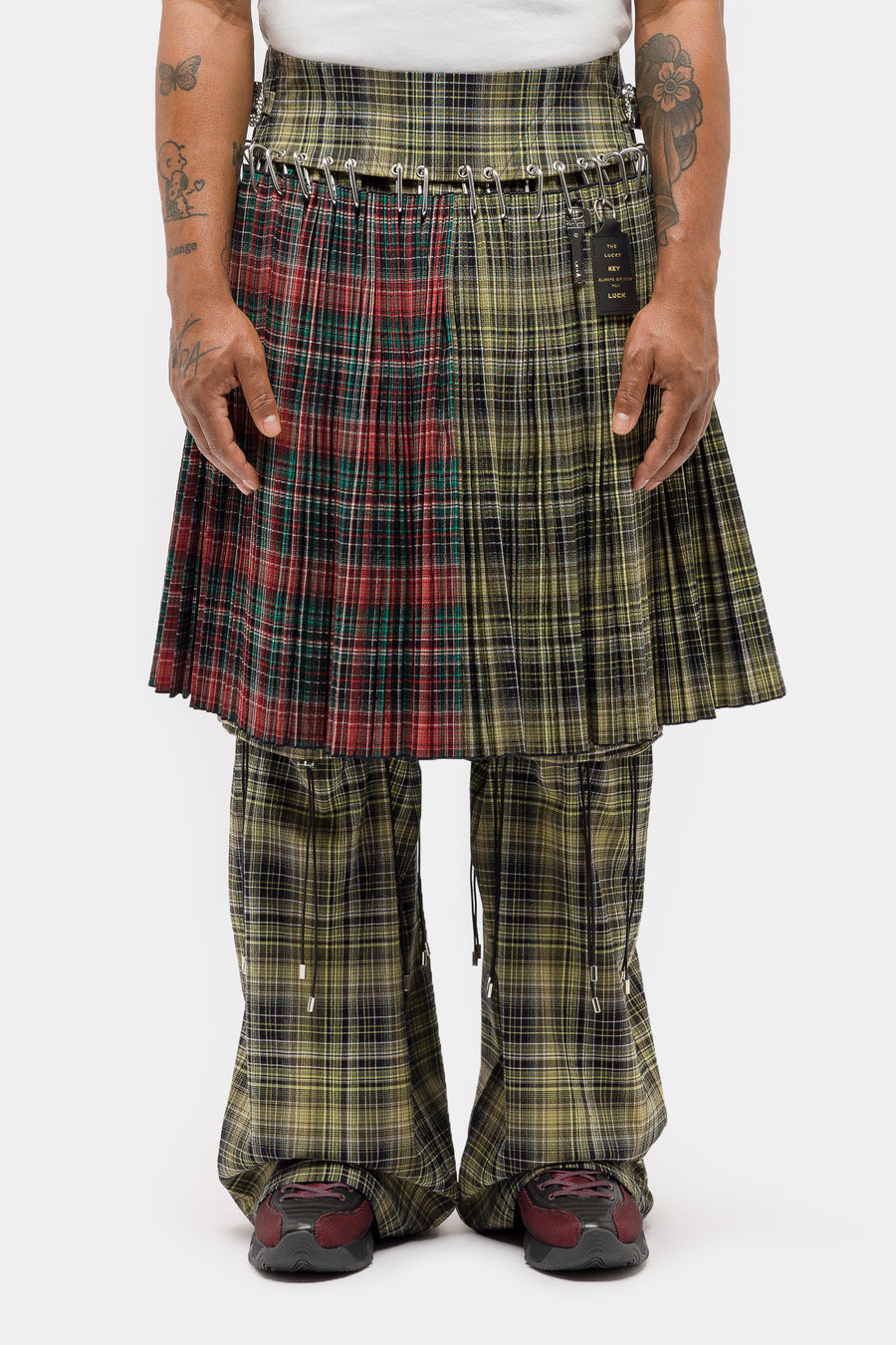 Green Wood Tartan Skirt in Multicolor