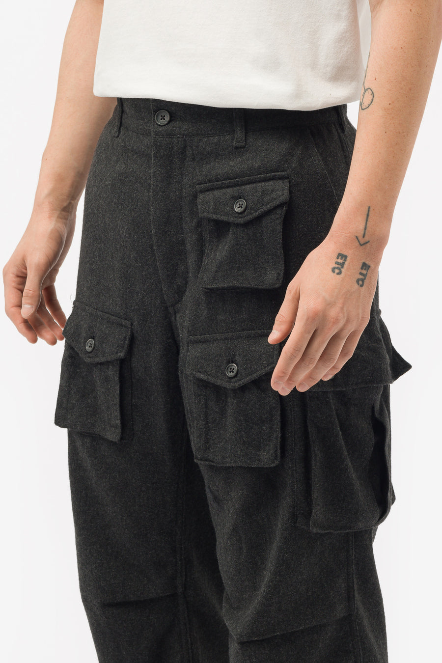 Engineered Garments - FA Pants in Grey Solid Poly Wool