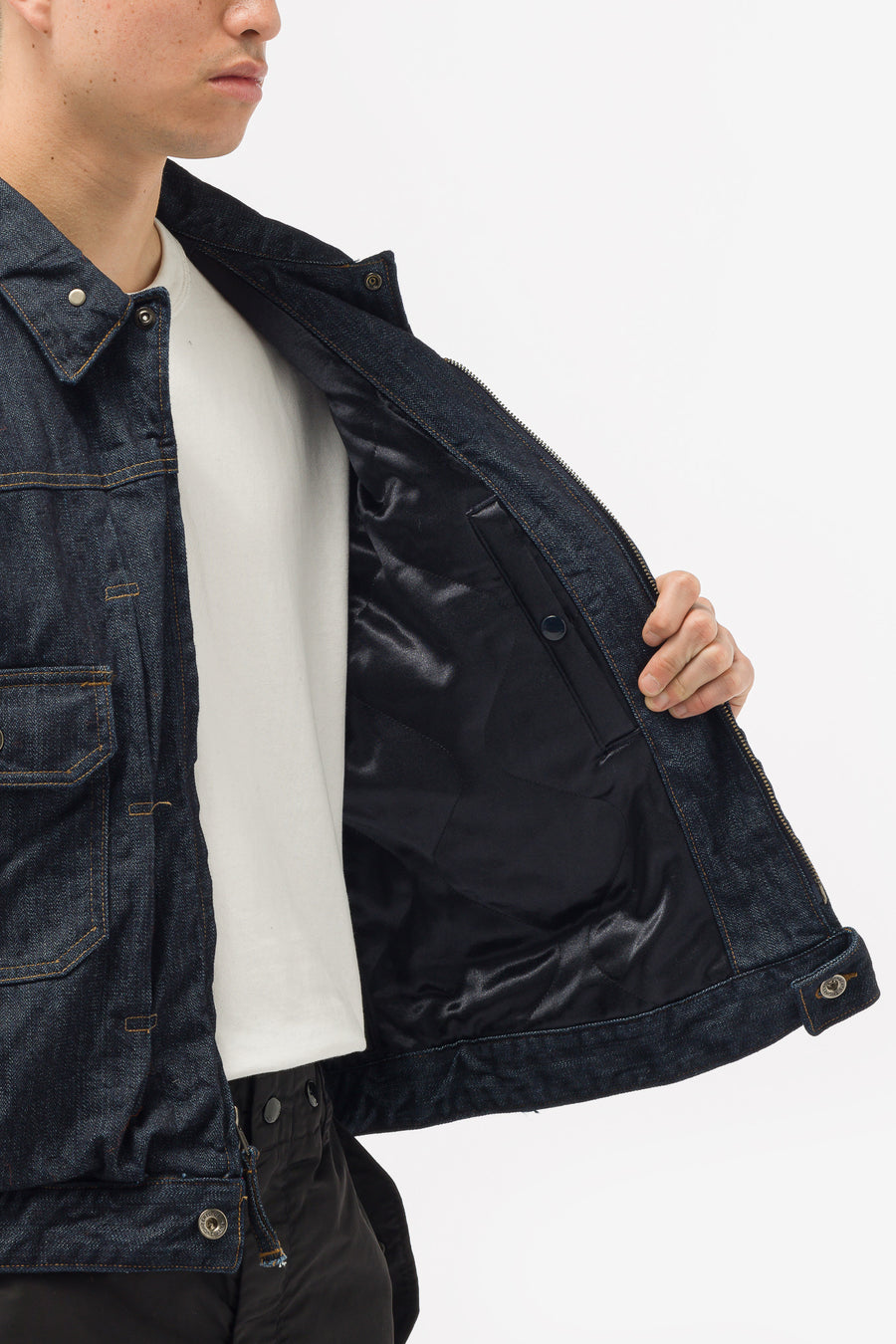 Indigo Cotton-Linen Denim Work Jacket - Repaired Campton Wash