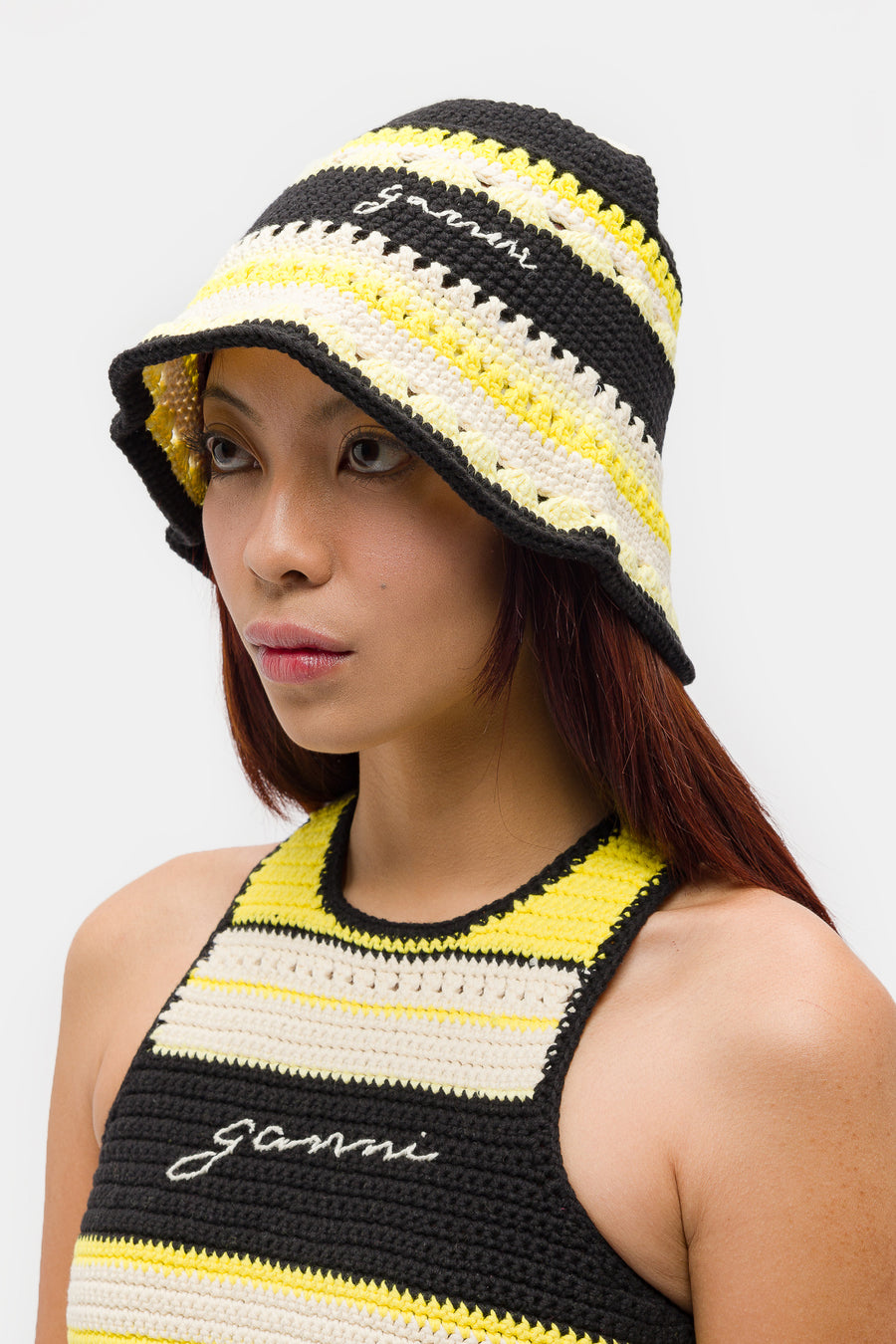 Ganni Crotchet bucket Hat shops Yellow Size M/L.