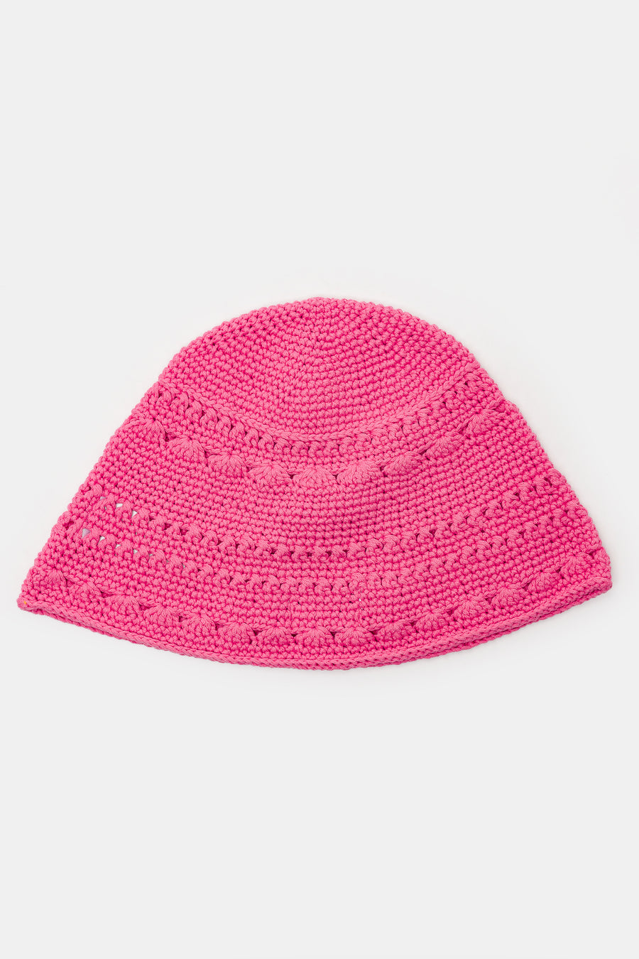 Cotton Crochet Bucket Hat in Shocking Pink