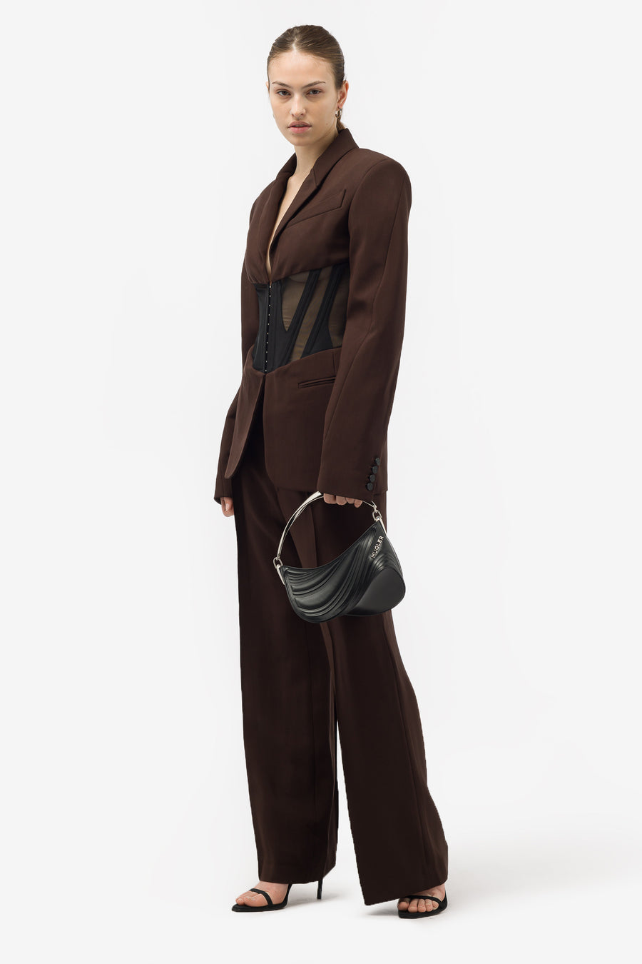 Mugler - Women's Tailored Corset Pants in Brown/Black