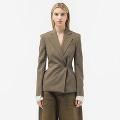 Peter Do - Women's Waisted Double Breasted Blazer in Ash Melange