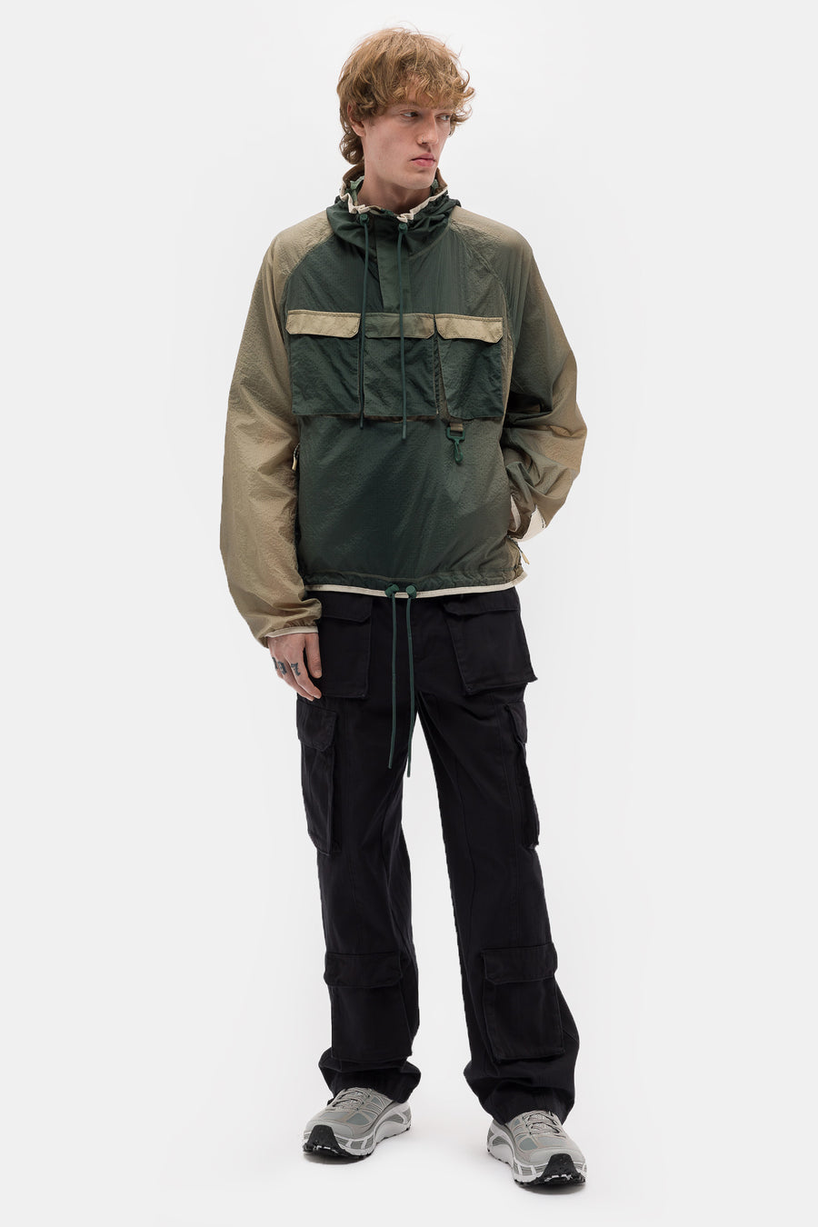 Packable Nylon Anorak in Gradient Green/Brown