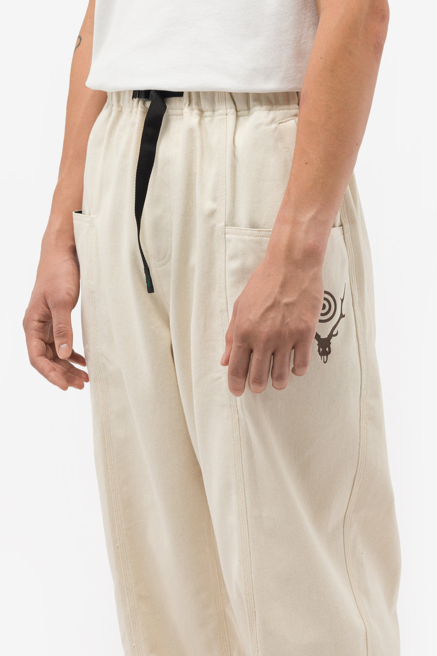 South2 West8 - Men's Belted C.S. Pants in Off-White