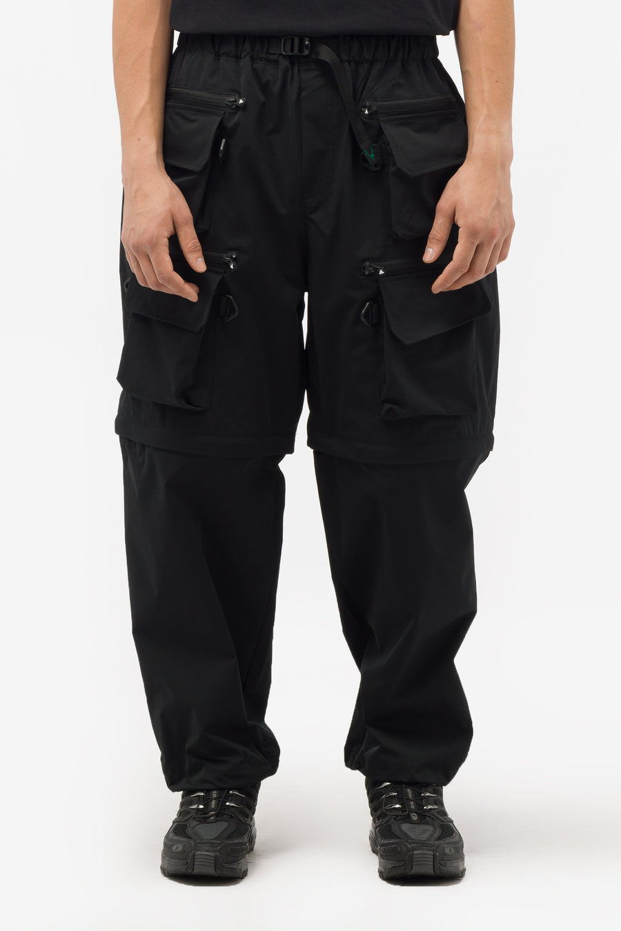 South2 West8 - Men's Multi-Pocket Belted 2 Way Pants in Black