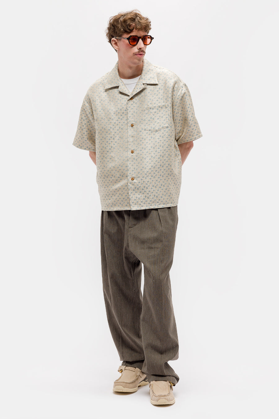 Crosby S/S Jacquard Shirt in Ivory - Visvim