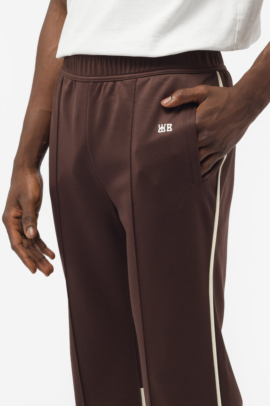 Wales Bonner - Men's Kola Track Pants in Brown/Ivory