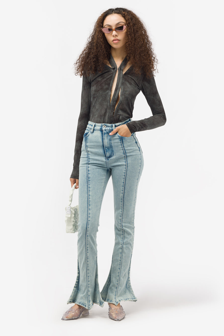 Y/Project - Women's Classic Trumpet Jeans in Vintage Ice Blue - Notre
