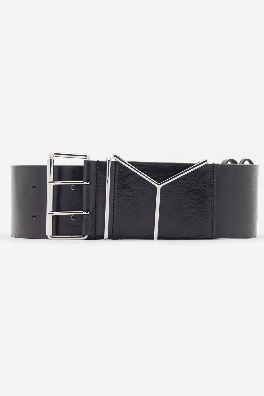 Y Wide Belt 90mm in Black/Silver