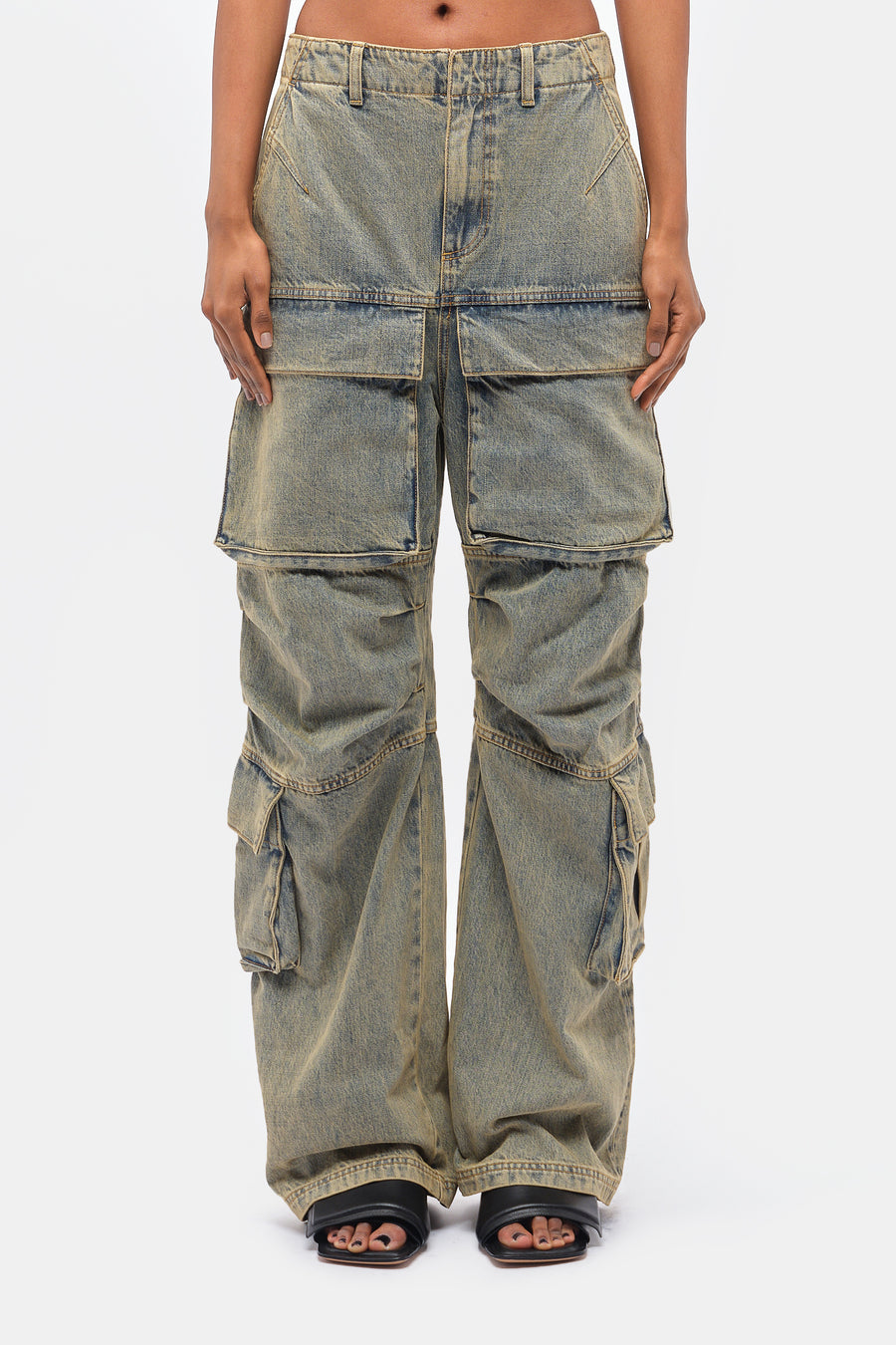 Entire Studios Heavy Denim Cargo Pants in Blue