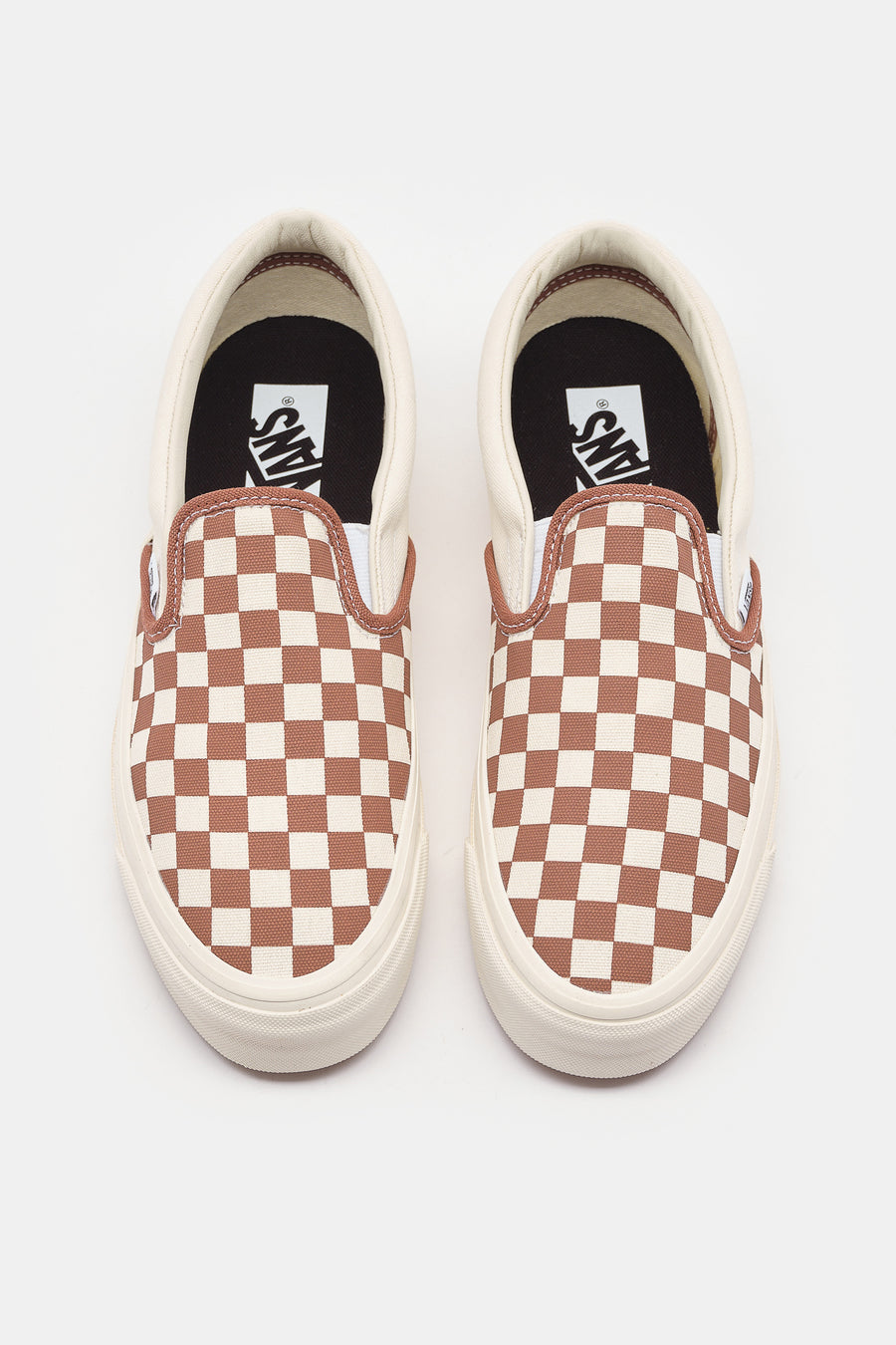 Brown checkerboard vans best sale