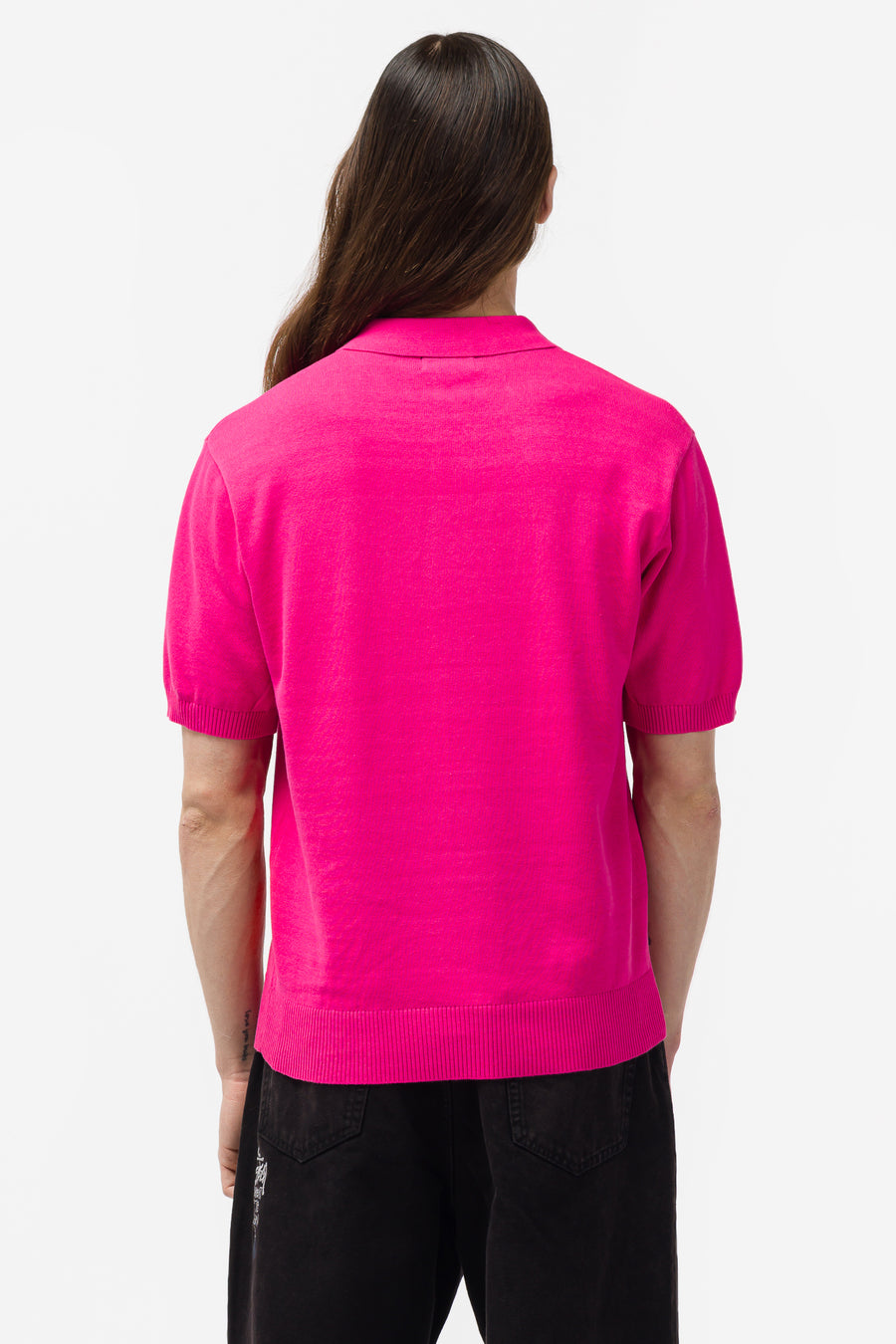 Classic Short Sleeve Polo Sweater in Pink